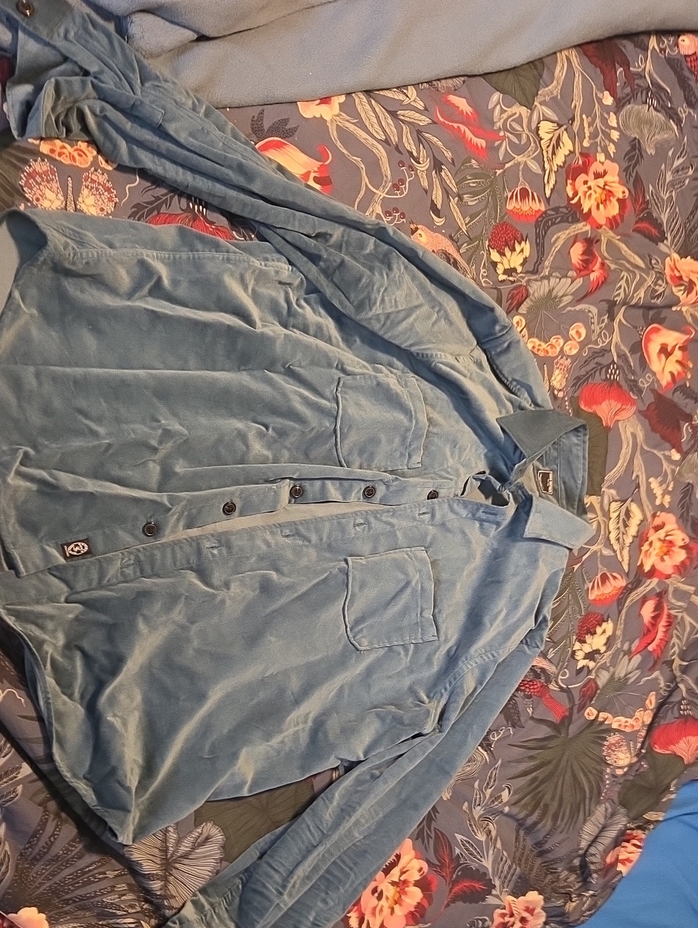 Todd Snyder Light Blue Velvet Button-Down Shirt